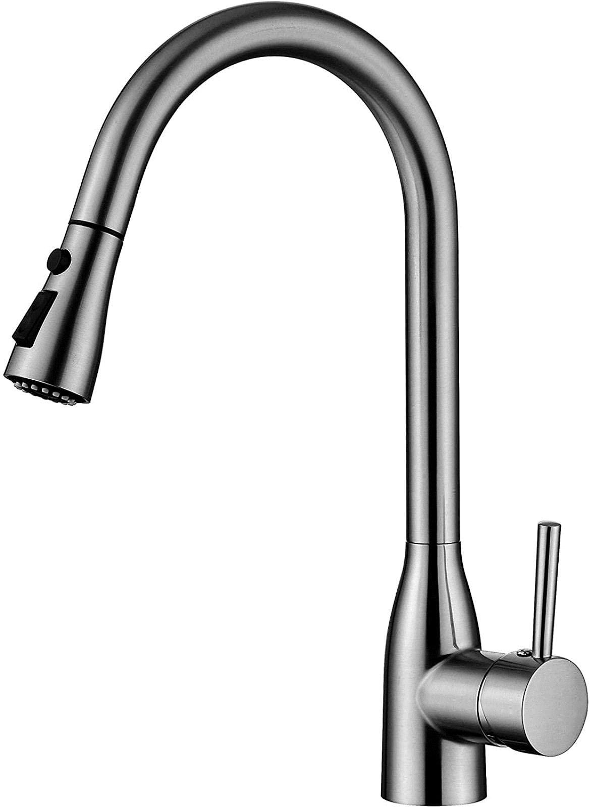 FCXWEVR PullDown Kitchen Faucet Stainless Steel Kitchen Tap Single Handle 360° Swivel Brushed Nickel Spray & Bubbler Water Modes Modern Kitchen Sink Mixer