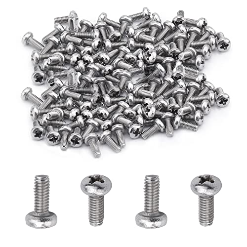 Mromax MRO190831N-0098 100Pcs M2.5 X 6Mm Pan Head Phillips Machine Screws, 304 Stainless Steel 18-8, Fully Thread, Metric Silver Gray Cross Head Screws Bolts cover