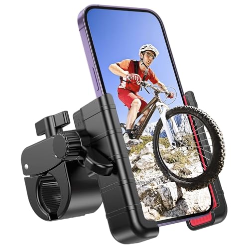 Image of Motorcycle /Bike Phone Mount, 360 Rotating Shockproof Handlebar Holder - Camera-Friendly Design for iPhone & Android (4.5-7.0 - Fits Electric Scooters, Dirt Bikes, Mountain Bikes