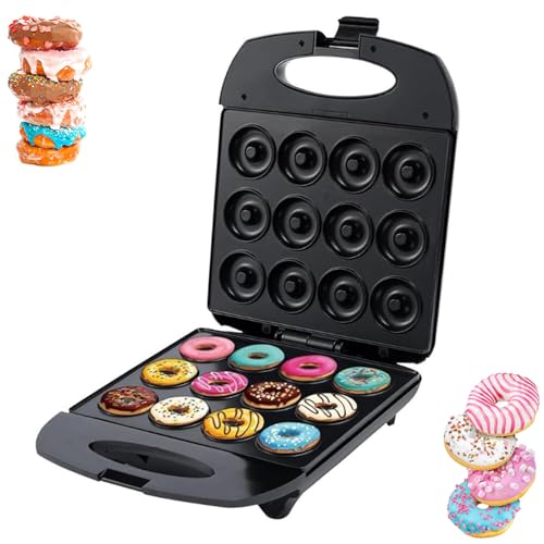 MinimáQuina Compacta para Hacer Dulces, 12 Agujeros, para Preparar Deliciosas Donas Y Cake Pops, Antiadherente, FáCil De Limpiar, para Mini Tartas Y Quiches, 1200 W