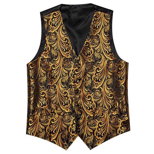 Image of Barry.Wang Formal Men Flower Vest Paisley Jacquard Silk Ties Suit Waistcoat Set Wedding 5PCS