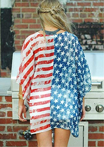 Image of Women's Floral Print Puff Sleeve Kimono Cardigan Loose Cover Up Casual Blouse Tops 2026