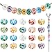 PH PandaHall 100PCS 10 Colors 15x12mm Spray Painted Glass European Beads with Silver Brass Cores Large Hole Beads, Mixed Color, Hole: 5mm