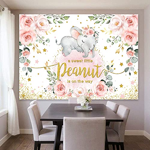 Fondo para baby shower niña elefante rosa 5x3ft miniatura 5