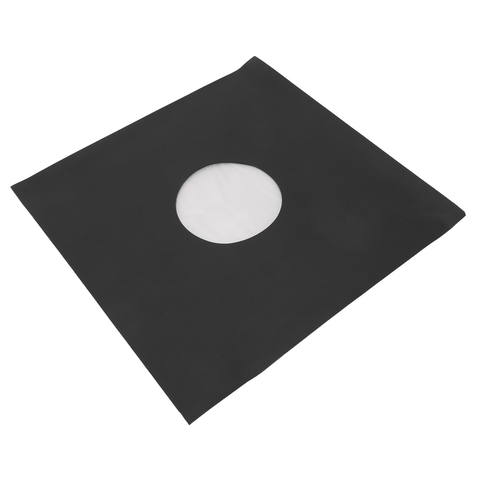 ANGGREK Buste per Dischi da 12 Pollici, Rivestimenti in Carta Kraft Nera Opaca, Cartone Spesso 350 g/m² con Foro Centrale per la Conservazione di Dischi in Vinile a 33 giri/min.