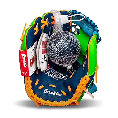 Franklin Sports Teeball Recreational Series Fielding Right Hand Glove with Baseball, 9.5-Inch, Royal/Lime/Orange by Franklin Sports - Image 8