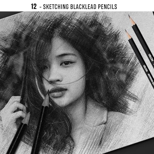 Image of Sketch Pencil Set, Drawing Pencil Set and Shading Pencils Set for Artists, Perfect Sketching Kit of Charcol Pencils and Shading Art with Carry Box and A5 Sketch Book (31 Pcs)