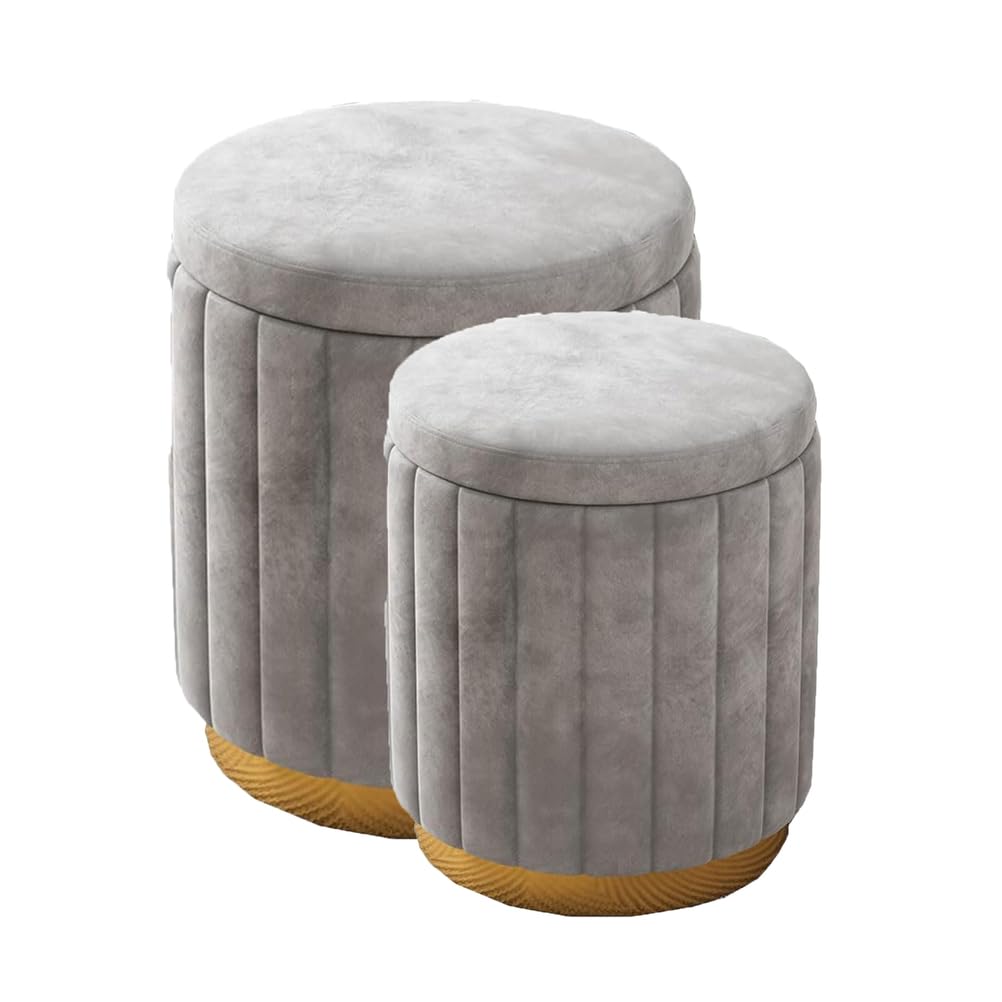 Tabouret de rangement velours gris pour éliminer le désordre et relaxer vos jambes