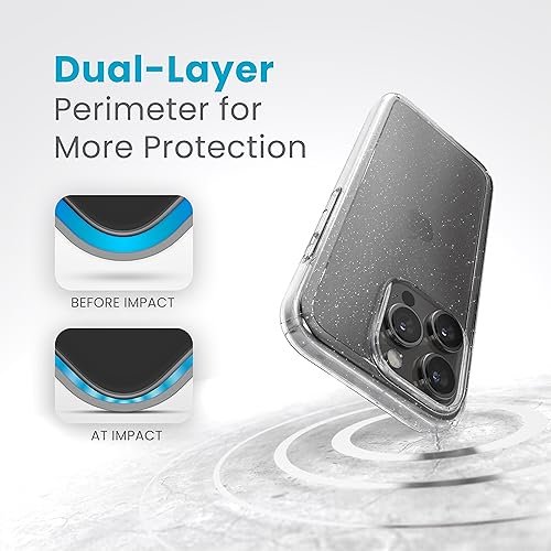 Speck MagSafe Case for iPhone 15 Pro - Drop & Camera Protection, Clear Phone Case, Wireless Charging Compatible, Fits All 6.1 Inch Models - Clear/Platinum Glitter - image 4