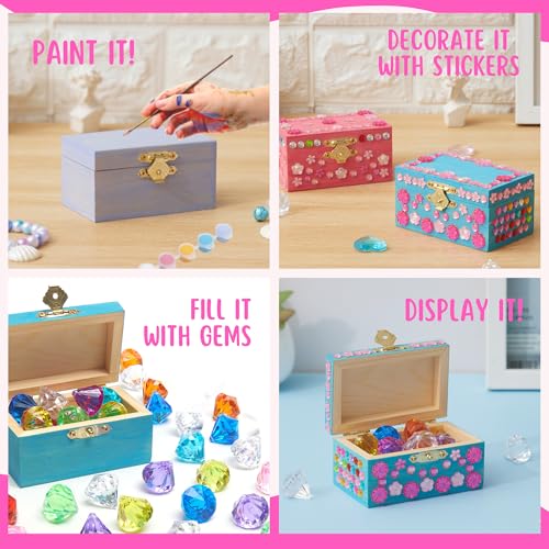 10 Sets Jewelry Box Painting Set for Kids with Stickers - Bulk Stockings & Birthday Goodie Bag Stuffer - Kids Party Favors Toy Return Gifts - Unfinished Wooden Treasure Boxes For Arts & Craft - Image 5