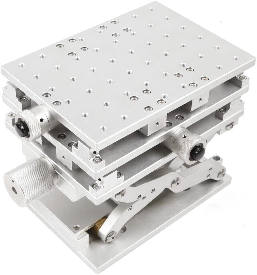 3 Axis Aluminum XYZ Moving Workbench 3D Lifting Marking Machine Working Platform Aluminum Alloy Work Table for IC, U Disk, MP3, Memory Card Positioning, 210x150mm Slivery