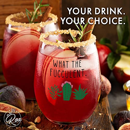 Funny Wine Glass Gift- 17 Oz Stemless Wine Glass (What The Fucculent) #TOP4