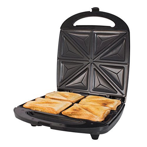 Quest 35990 Quad Sandwich Toaster / 4 Portion 8 Slice Non-Stick Toastie Maker/Auto Temperature Control/Cool Touch Handle and Locking Clip