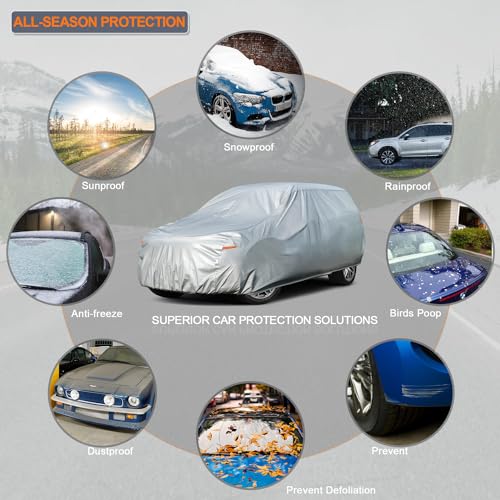 Image of Kayme SUV Car Cover Waterproof All Weather - See Vehicle Size Chart for Accurate Fit - Outdoor Full Exterior Cover Sun Rain Snow. Durango, Acadia, Traverse, Sequoia etc. Size S5 (See Size Chart)
