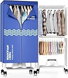 Kiseely Wäschetrockner, Tragbare Trockenmaschine mit Timer, 60inch Wäschetrockner mit großer Kapazität, elektrischer Trockner/Rack für Zuhause (Blau BH2)