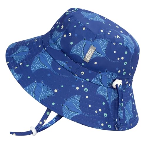 JAN & JUL Boys' Quick Dry Bucket Hat for Swimming, Foldable Beach Hat for Toddlers and Kids (L: 2-5 Years, Manta Ray)
