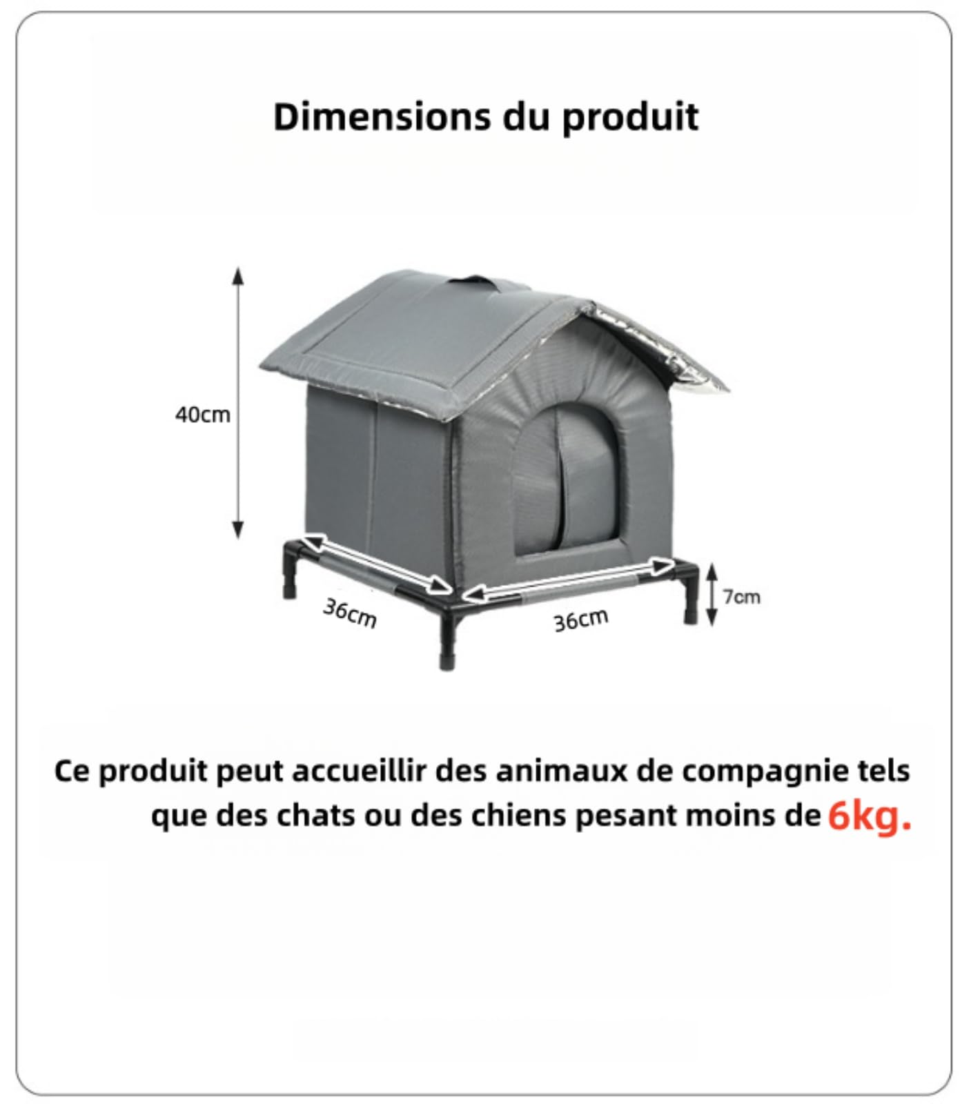 Générique Niche pour Chat Extérieur Hiver, Abri Isotherme Imperméable surélevé avec Poignée pour Jardin
