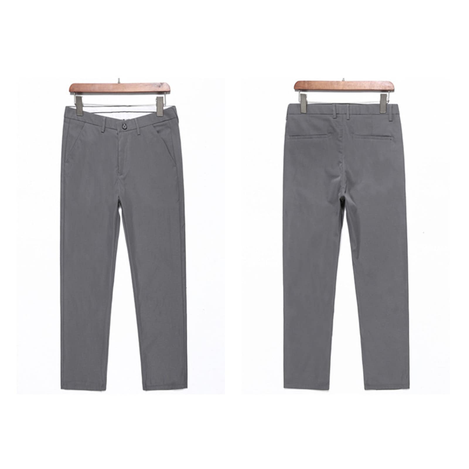 Men Classic Business Comfort Pant Straight Leg Flat Front Tapered Suit Pant Ultra Lightweight Solid Color Trousers (Dark Grey,30)