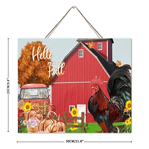 Décoration murale Hello Fall en bois vintage finition rétro citrouille
