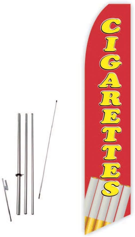 Cigarettes (Red) Super Novo Feather Flag - Complete with 15ft Pole Set and Ground Spike