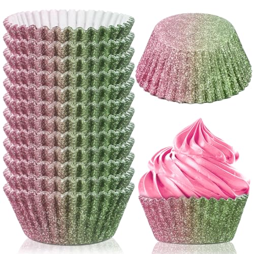 Vesici 300 Count Pink And Green Birthday Party Cupcake Liners Witch Princess Theme Party Decoration Cupcake Papers Green And Pink Muffin Baking Cups Wrappers For Birthday Decoration