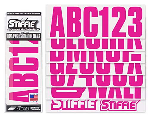 Image of STIFFIE Uniline Berry 3 inch Boat & PWC Registration Decals • Numbers Letters Stickers