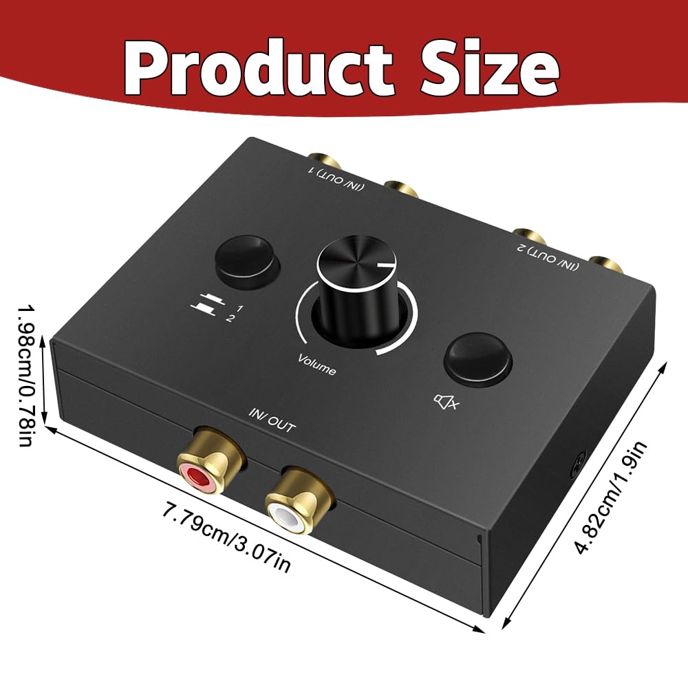 XMSJSIY 4-weg bi-directional L/R RCA stereo audio schakelaar 2 in 4 out of 4 in 2 Out RCA Audio Switch L/R Sound Channel Selector Switch Box voor DVD Stereo Luidsprekers CD Player