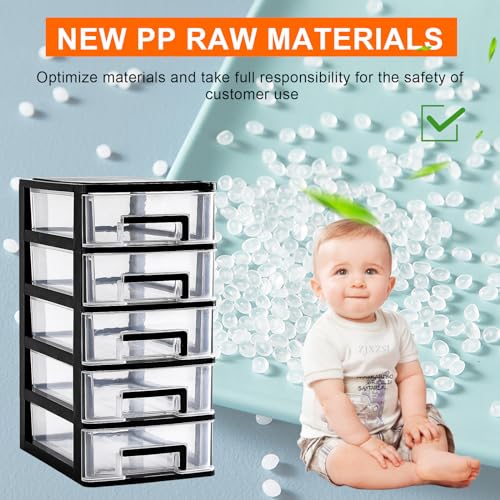 Commode en plastique à 5 tiroirs avec boîte de rangement à compartiments - 5