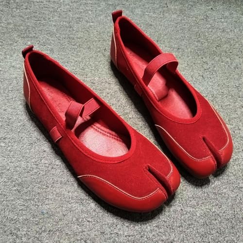 ZQW Tabi Shoes Mary Jane Ballet Flats for Women Suede Slip-On Elastic Strap Lightweight Comfortable Office Work Casual Dressy Wear2