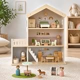 Nene Toys Casa delle Bambole in Legno con Mobili, 3 Piani, Dai 3 Anni...