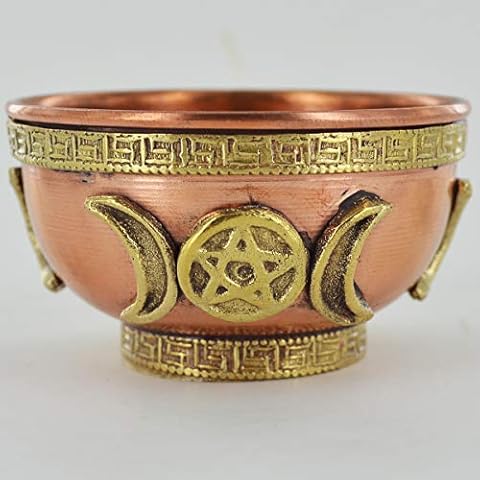 Copper Bowl Triple Moon Small Witch & Magic Accessory for Wicca Potions Neopaganism Gift Cover