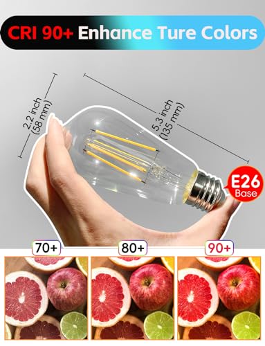 Image of Jensense Edison Bulbs E26 LED Bulb 60 Watt Equivalent, Vintage LED Light Bulbs CRI90+ ST19, Dimmable Clear Light Bulbs (2700k Warm White, 6watt-48 Pack)