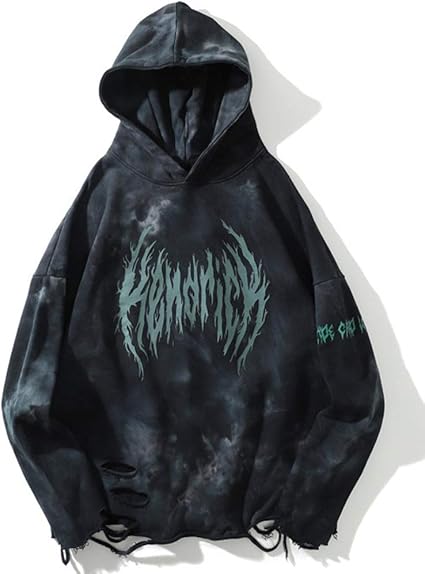 Amazon Co Jp Sszo 暗黒系 メンズ ボイス フード付きパーカー トレーナー トップス ファッション ゴシック文字 プリント 長袖 ゆったり 破れ裾 ストリート ブラック 男女兼用 プルオーバー ファッション