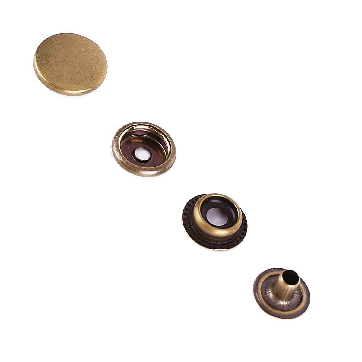Weddecor 15mm Argento Bottoni Automatici Grande Bottoni Automatici con 3 Parti Fissaggio Strumento a Mano Kit per Leathercrafts, Cucito, Fai da Te Arti & Artigianato, Abbigliamento & Riparazione