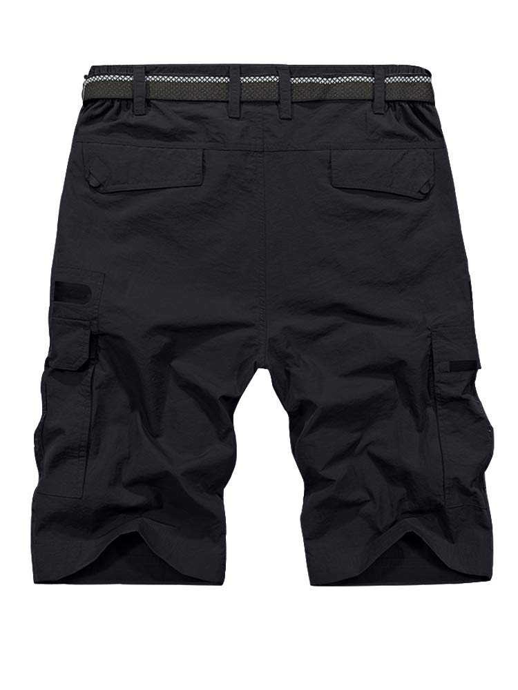 Toomett Men's Cargo Shorts Quick Dry Hiking Shorts Lightweight Casual Golf Work Expandable Waist Fishing Shorts (6222,Black,32)