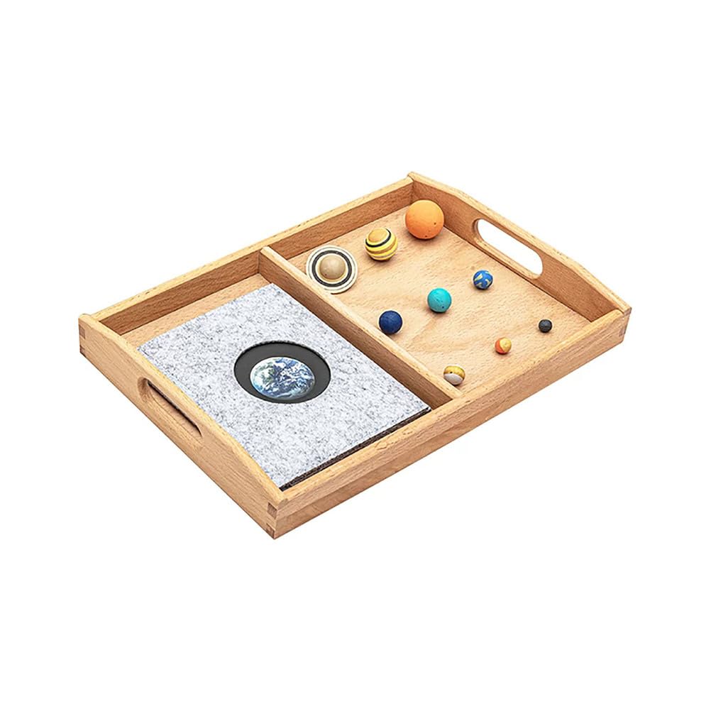 Juego de Tablero Montessori del Sistema Solar de Madera, Juego de emparejamiento de Idiomas