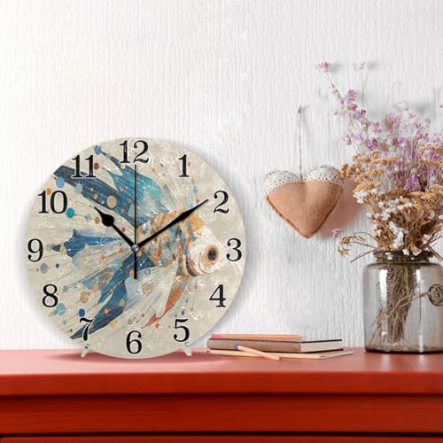 Horloge murale unique de 25,4 cm ronde et silencieuse queue de cheval - 3