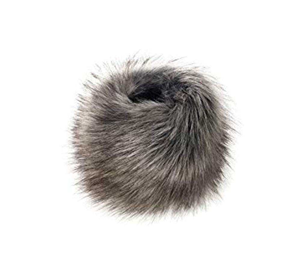 Modelshow Women's Dark Grey Plush Fluffy Imitation Faux Fox Fur Bracelet Wristband Sleeve Ring Cuffs Warmer (Dark Grey)