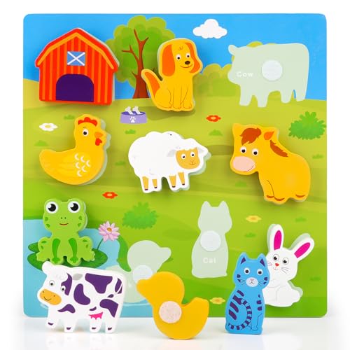 Holzpuzzle ab 1 2 3 Jahr, Montessori Spielzeug, Puzzle Holzspielzeug,...