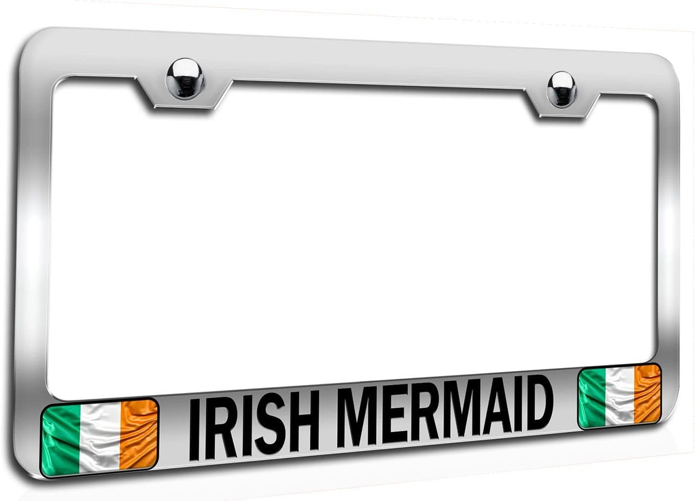 Makoroni - Irish Mermaid Irish Chrome Metal License Plate Frame Tag Holder, #r55