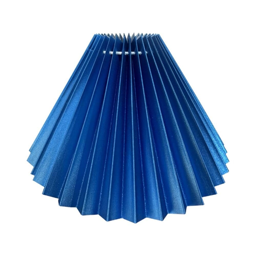 Small Pleated Table Lampshade Chandelier Cover, Hotel Bedroom Pleated Lampshade Indoor Lighting Accessories(Dark Blue-Solid Color)