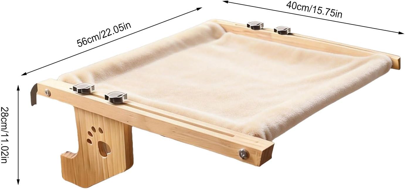 Cat Window Bed | Wooden Solid Frame Perch - with Soft Cover Cat Bed for Window - for Kittens Wall Indoor Inside Room Apartment