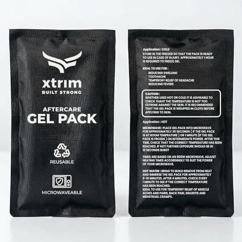 Xtrim Reusable Hot & Cold Gel Pack, Flexible Gel for Injuries, Pain Relief Hot & Cold Gel, Heat & Ice Therapy for Knee, Back, Shoulder & Muscle Pain, Leak-Proof, Flexible, Non-Toxic Gel, 22 x 12.5 cm