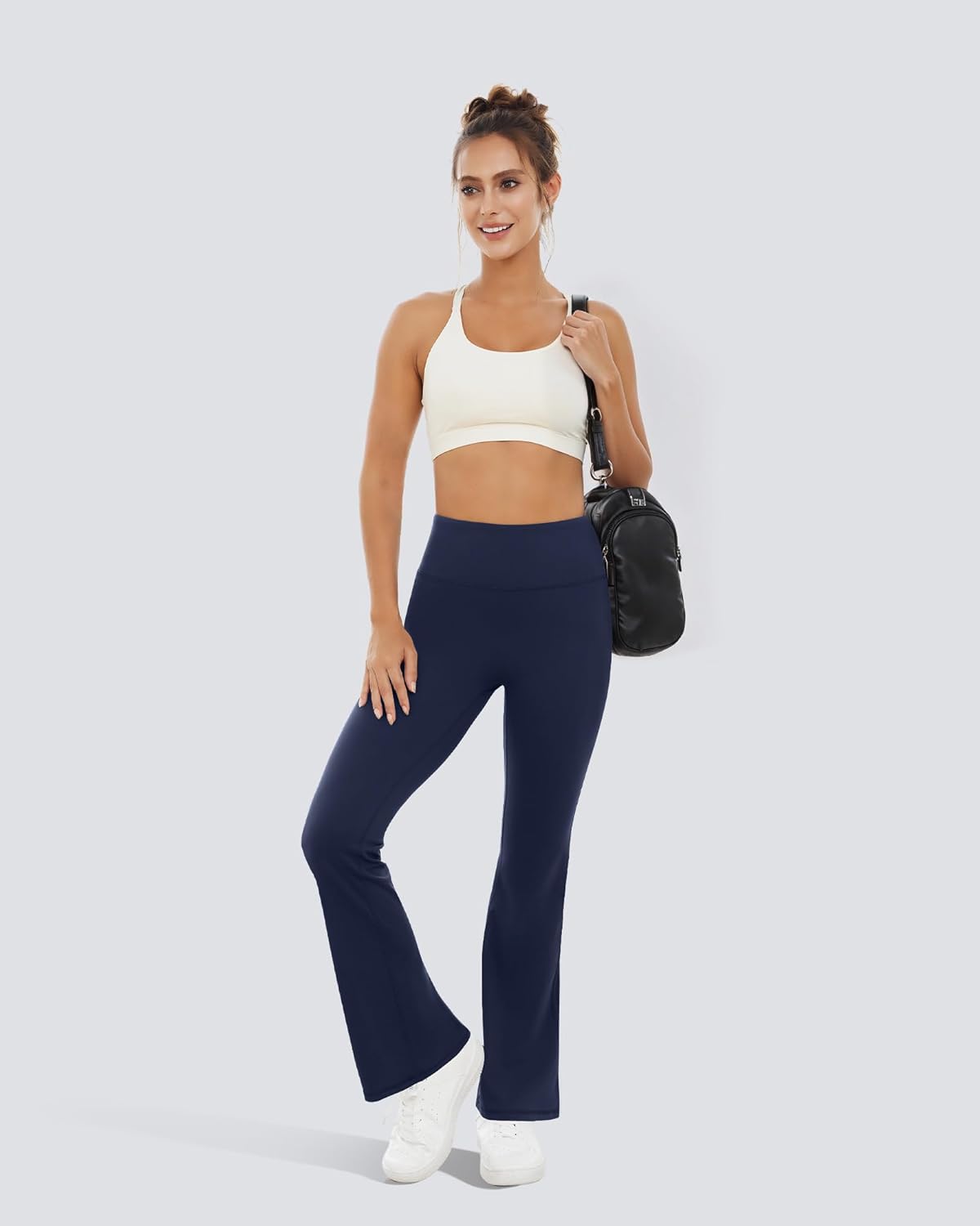 Yoga Pants for Women High Waisted Flare Leggings Bell Bottom Leggings Front Seamless Flared Workout Pants Tummy Control - Image 2