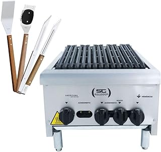 Chapa Char Broiler Americana Profissional Grill 45cm Gás Inox Cgg45 e Utensílios - Venâncio - Produto 9 mais recomendado com 0 estrelas