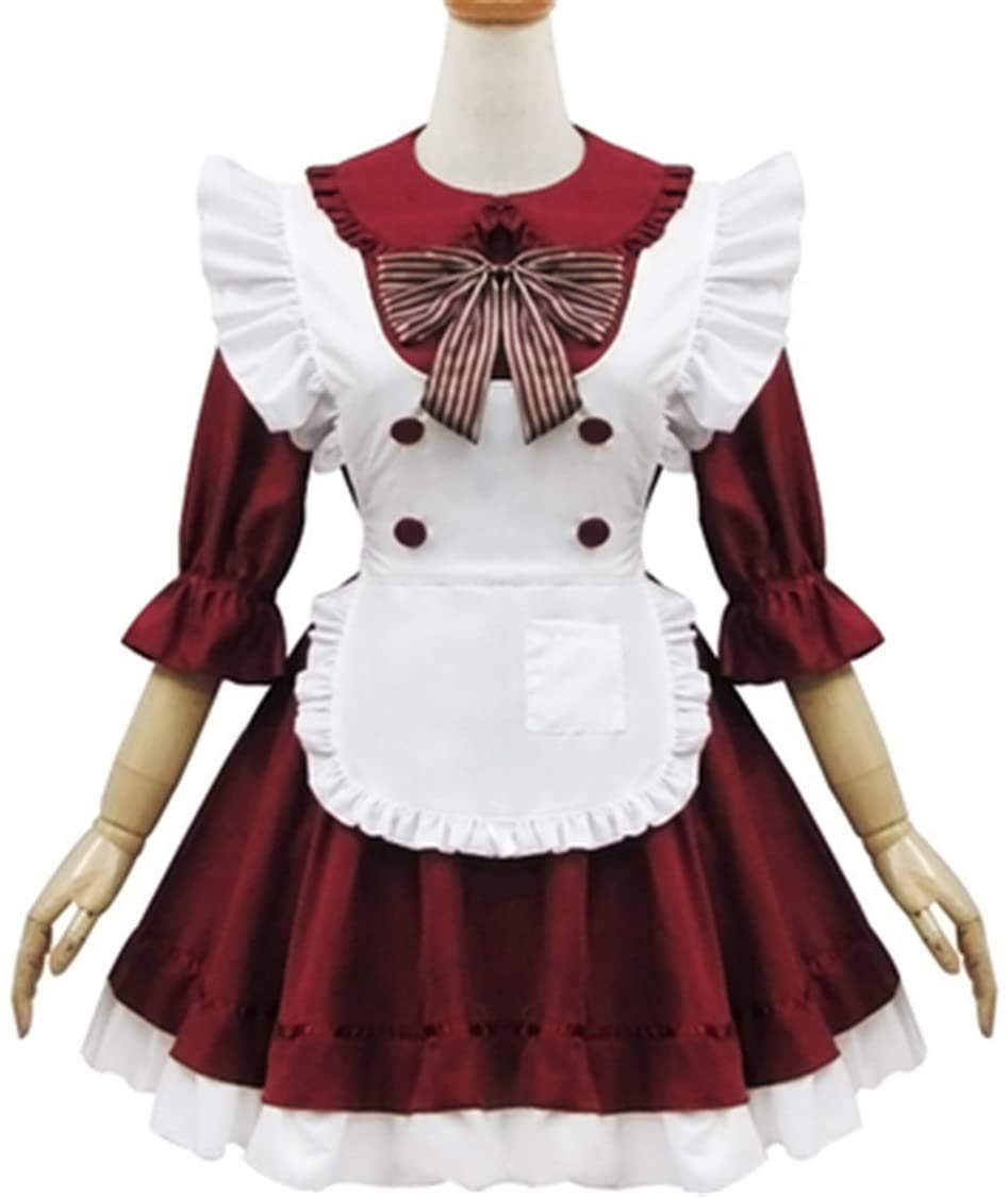 メイド服 制服 コスプレ衣装 ワンピース+蝶ネクタイ 赤 2XL 61lspdSGS7L.jpg