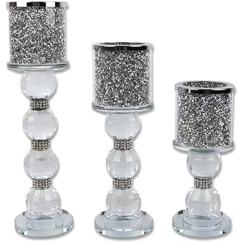 3 Tier Silver Candle Holder Set Cover