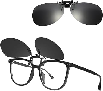Clip on Sunglasses for Men Women - Classic Polarised Clip-on Sunglasses for Driving Glasses,Clear Vision,Anti Glare,Flip up