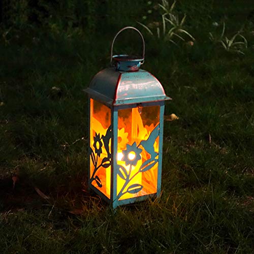 Solar Lantern Outdoor Hummingbird Blue Decor Antique Metal And Glass Construction Mission Solar Garden Lantern Indoor And Outdoor Solar Hanging Lantern Entirely Solar Powered Lantern Low Maintenance #TOP1