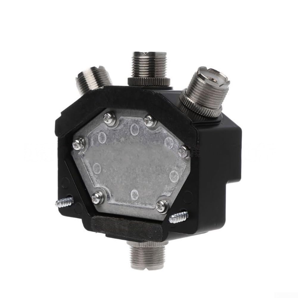 CX310 CO-301 - Commutatore coassiale per antenna a 3 vie DC-800MHz in lega di zinco a bassa perdita ad alto isolamento per sistemi a banda larga a onde corte ripetitori mobili, 84 x 95 mm, nero
